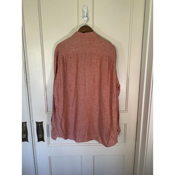 Tommy Bahama Linen Collared Button Front Shirt Mens Size XL Orange Beach Summer - Picture 2 of 8